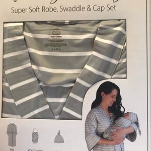 Mommy & Baby robe swaddle and cap set